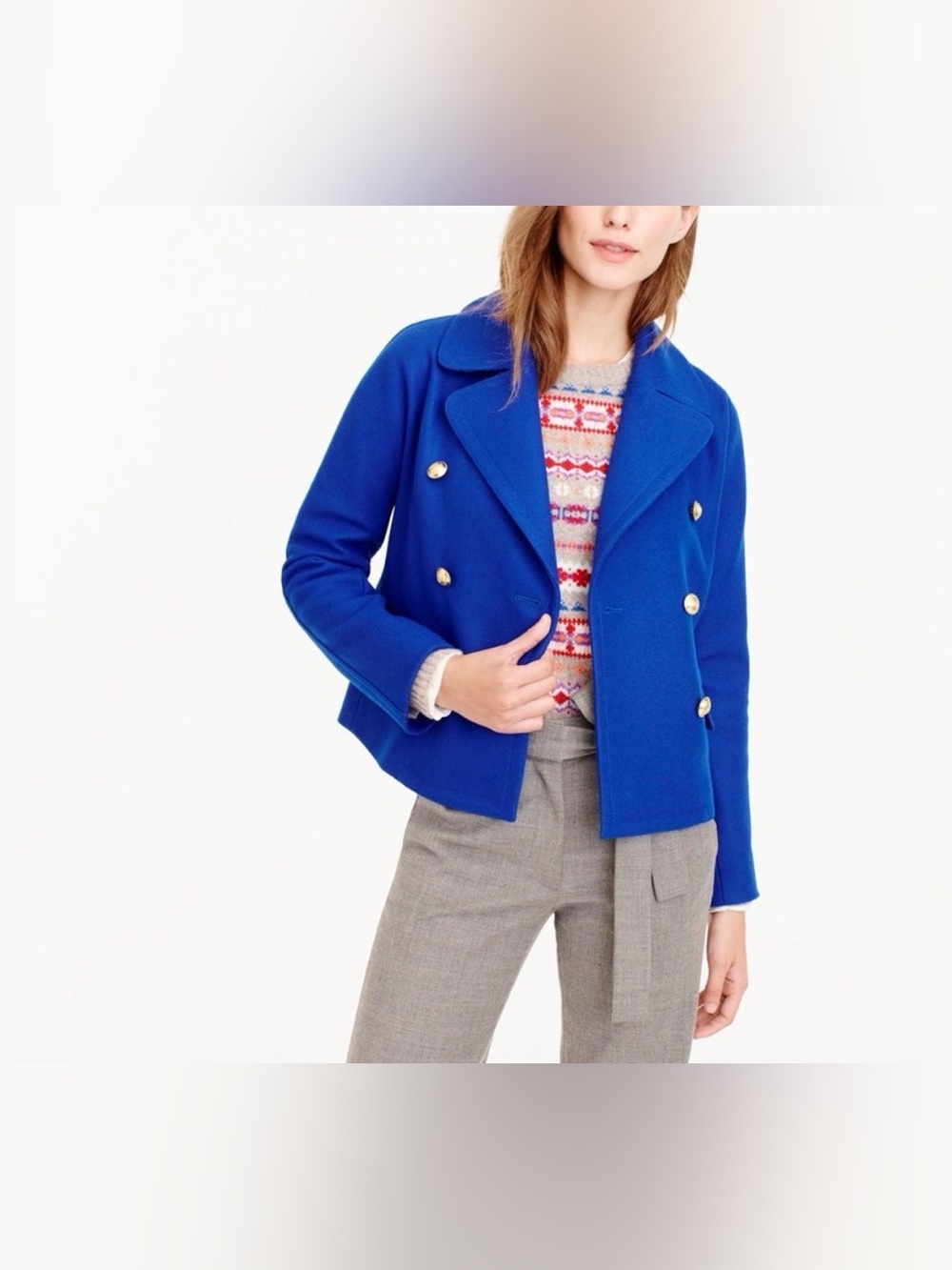J. Crew Women's Melton Wool Double-Breasted Royal Blue
Peacoat